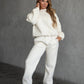 Fleece Crew Neck Pullover Sweatshirt: WHITE