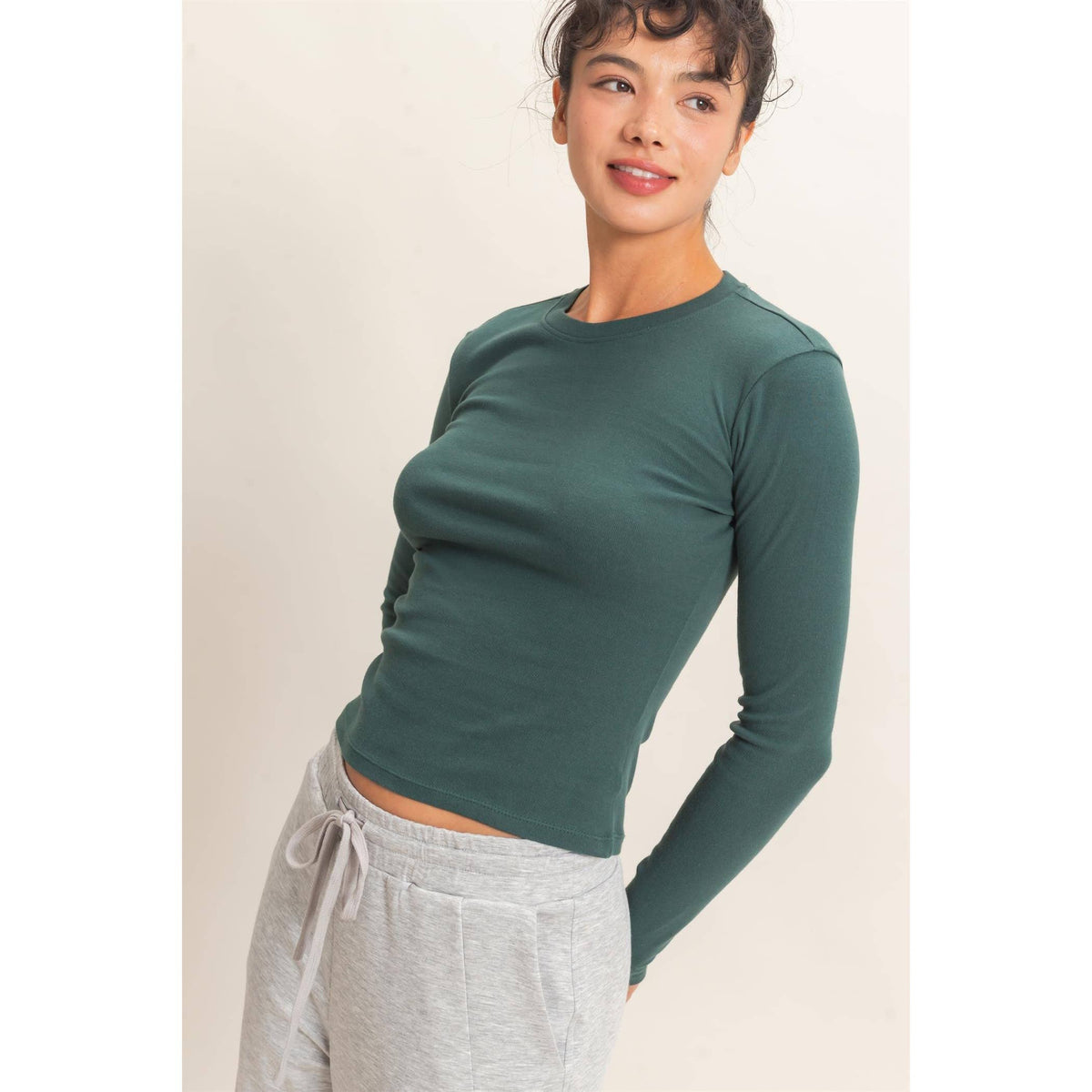 HYFVE - Crew Neck Long Sleeve Top: DARK BROWN / S-M-L(2-2-2)