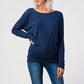 Heimious - Long Dolman Sleeve Round Neck Brushed Knit Top, 2739: Navy / S