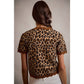 So Me - LEOPARD PRINT SHORT SLEEVES SCALLOP RIB KNIT: LEOPARD/BROWN / S