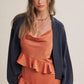 in february - EVERYDAY ESEENTIAL EASY LAYERING BALLOON SLV WAFFLE CARDIGAN: CAMEL / M