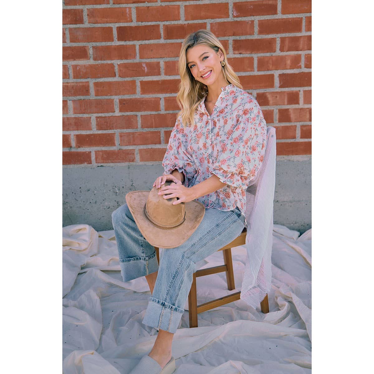 BiBi - VINTAGE WASHED STRAIGHT JEANS WITH SIDE STITCH DETAIL: WASHED DENIM / L