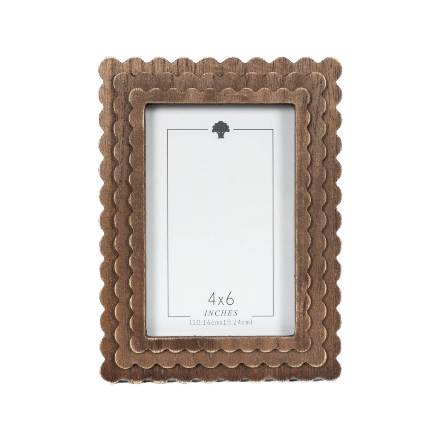 Devanie At Home - Wood scallop photo frame for 4x6 pic, espresso - 17025