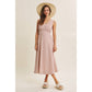 in february - SOFT-GLOW COTTON BLEND LUREX STRIPE FIT AND FLARE MIDI DRESS: RED / L