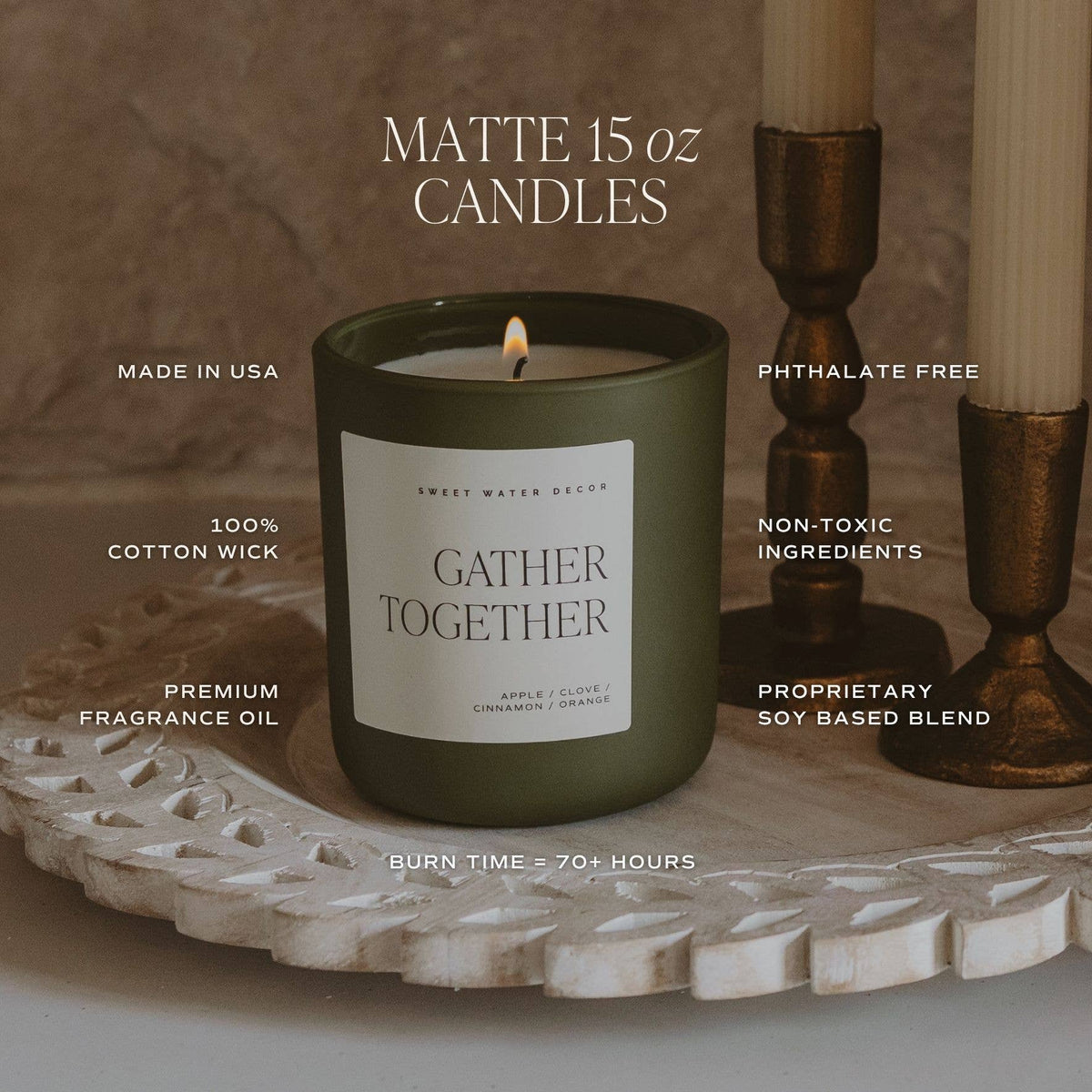 Candle: Warm and Cozy 15 oz Soy Candle, Matte Jar