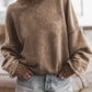 Lovesoft - Green Drop Shoulder Crew Neck Pullover Sweatshirt: Brown / 75%Polyester+25%Cotton / S