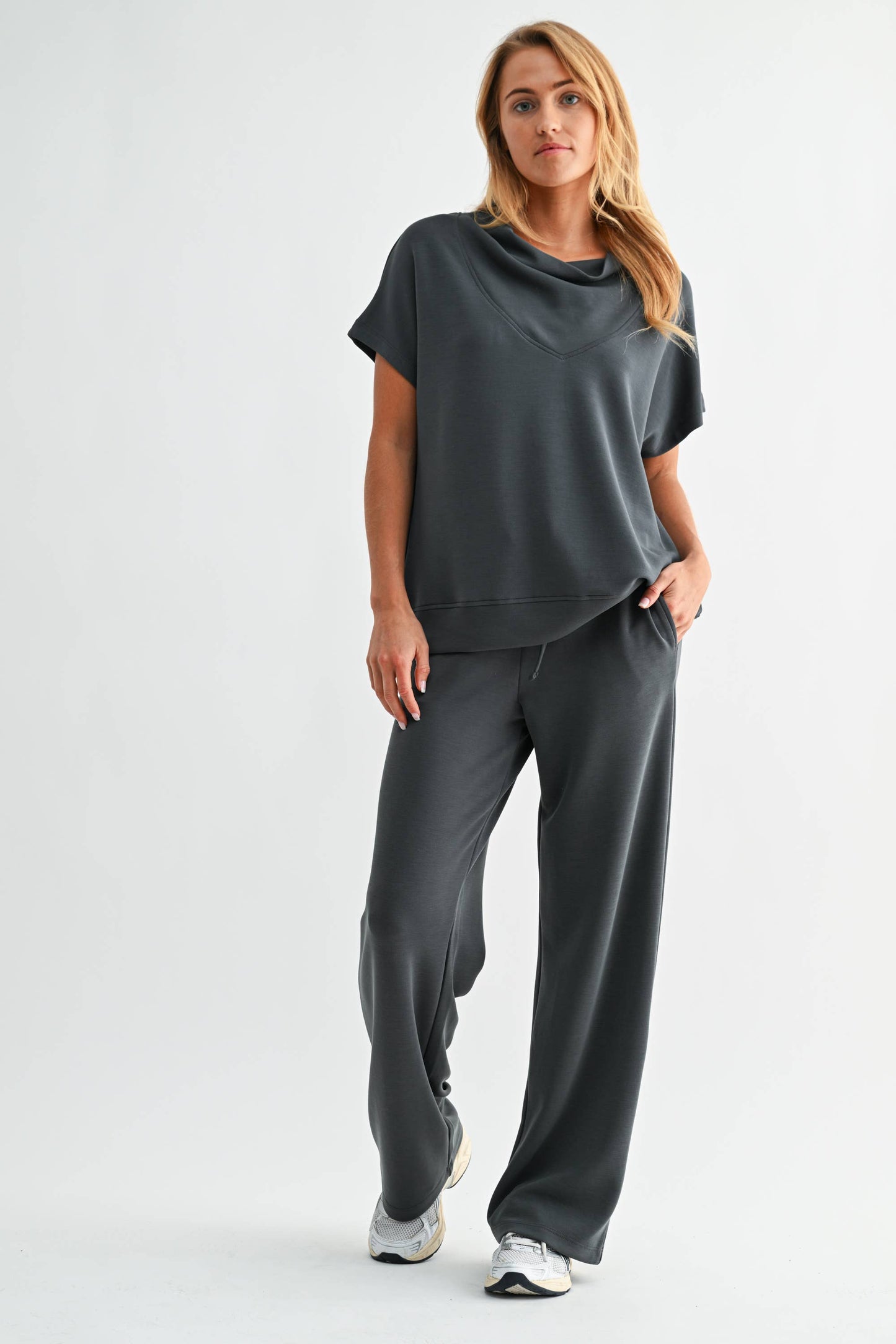 Laguna Cowl Neck Top: ESPRESSO