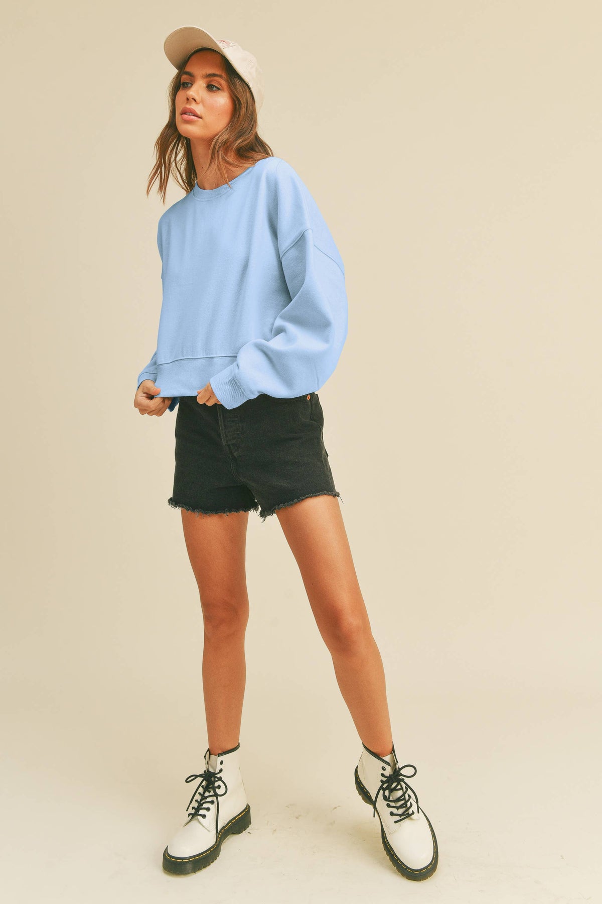 Honestee - Blank Short Cropped Long Sleeve Sweatshirt: Burgundy / XL