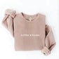 OAT COLLECTIVE - EMBROIDERED COFFEE AND BOOKS Sweatshirt Pullover Relaxed Fit: VINTAGE WHITE LONG SLEEVE / L