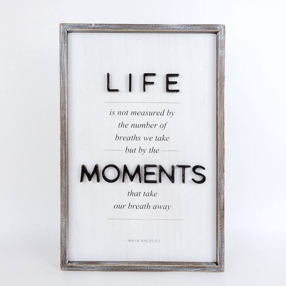 Reversible Wood Framed Sign: Moments/Learn