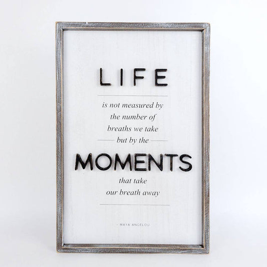 Reversible Wood Framed Sign: Moments/Learn