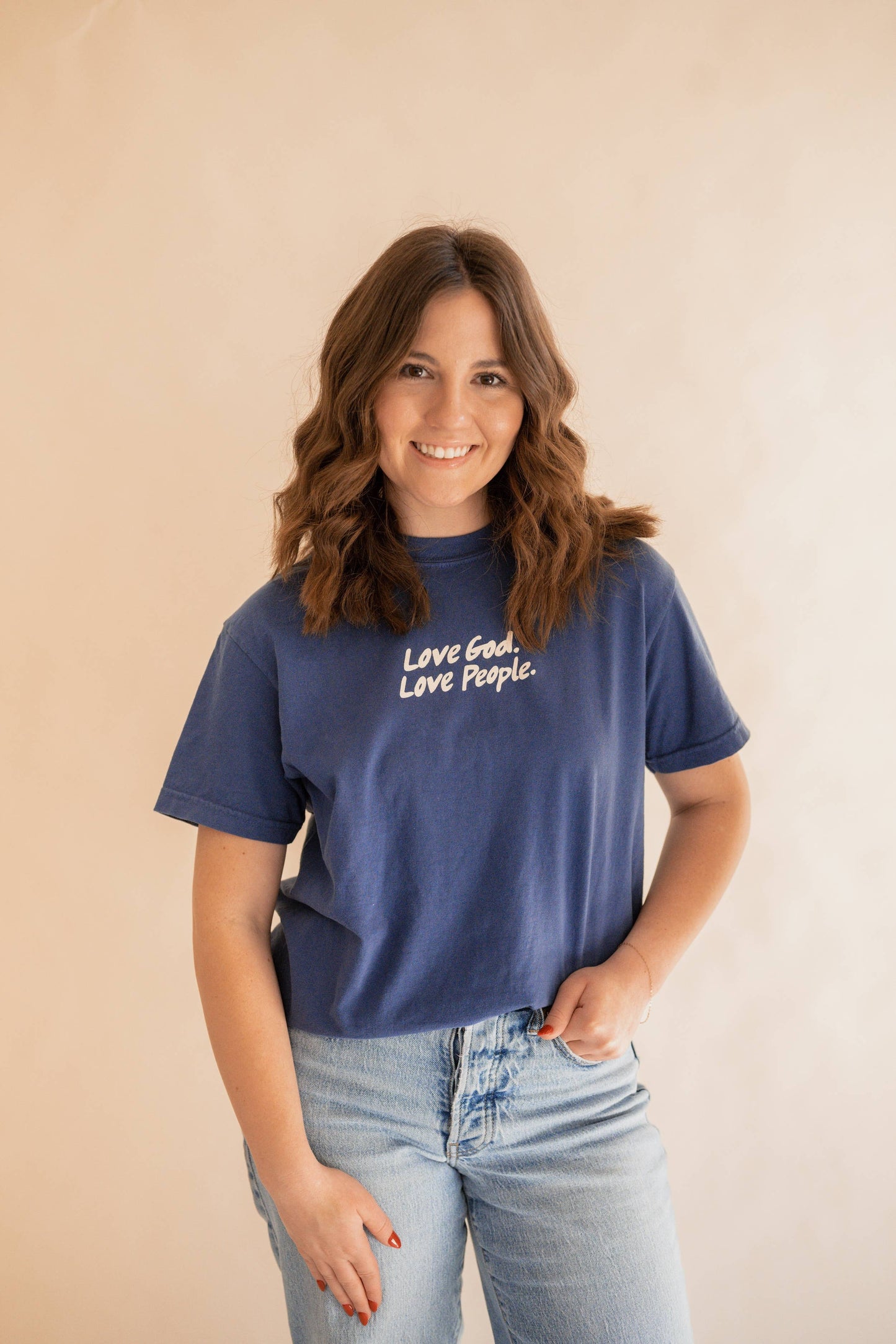 Love God Love People Tee- CLASSIC BLUE