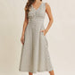 in february - SOFT-GLOW COTTON BLEND LUREX STRIPE FIT AND FLARE MIDI DRESS: RED / L