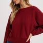 Boatneck Dolman Pullover: BURGUNDY