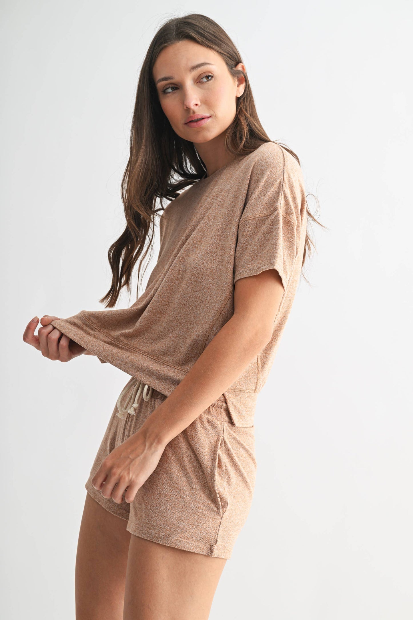 Mono B - Brushed Hacci Dolman Top: BURNT AMBER / S:M:L (2:2:2)