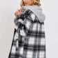 Classic Plaid Hooded Shacket: IVORY/BLACK