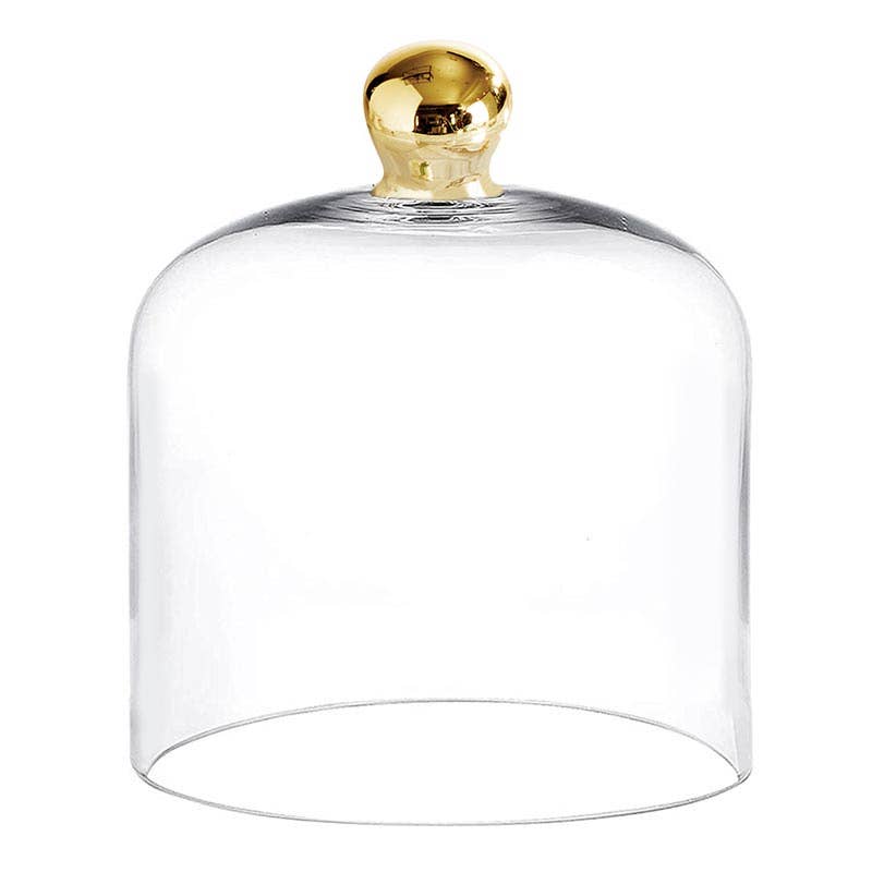 Glass Cloche with Gold Knob - Medium