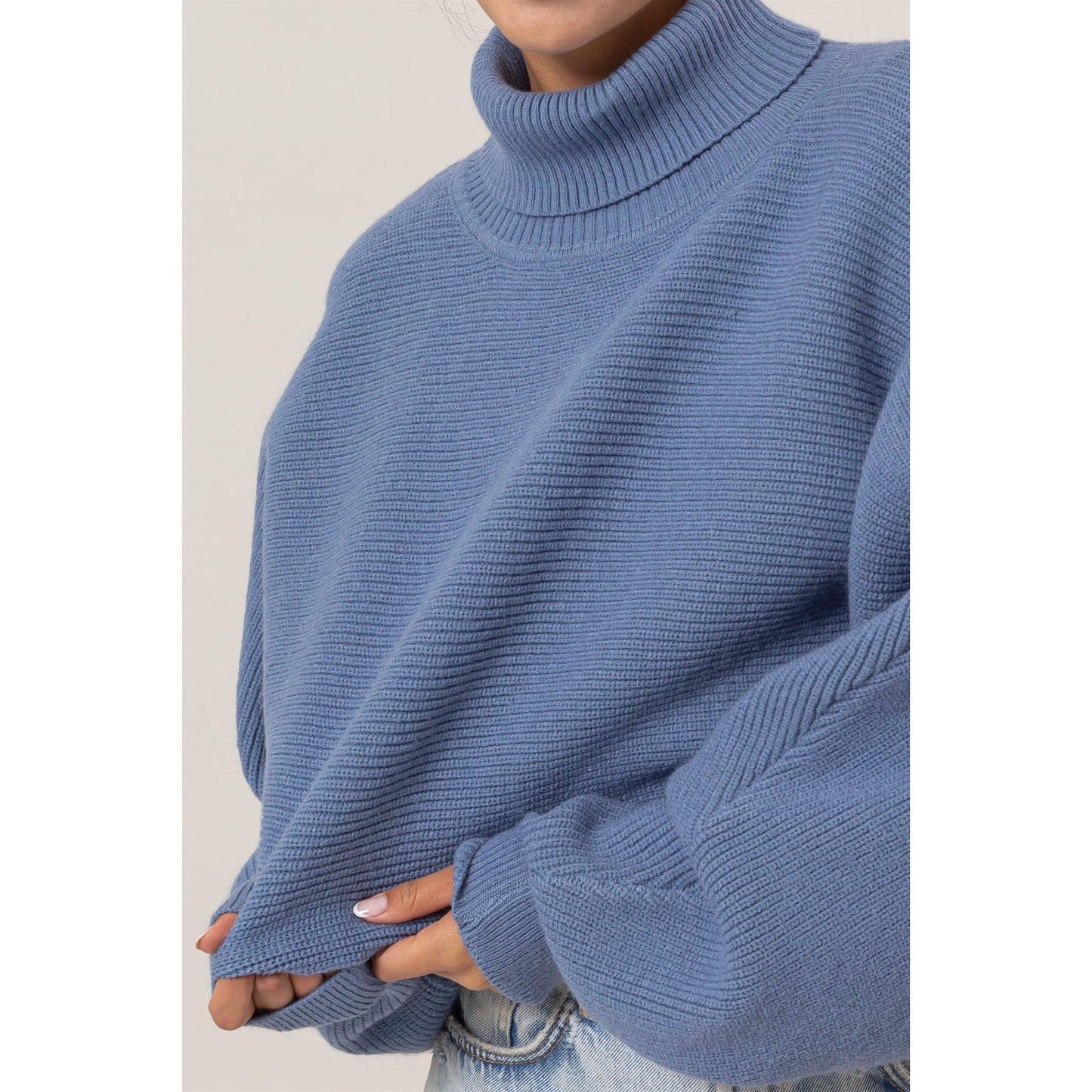 Turtleneck Cropped Sweater: CREAM