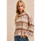BiBi - VINTAGE SOFT CHECK PATTERN CHUNKY KNIT SWEATER: MOCHA MULTI / XL