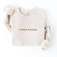 OAT COLLECTIVE - EMBROIDERED COFFEE AND BOOKS Sweatshirt Pullover Relaxed Fit: VINTAGE WHITE LONG SLEEVE / XL