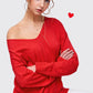 La Miel - JBS3122-V-neck Long Sleeve Lightweight Knit Top Christmas: Apple Green / L