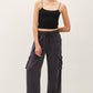 Tencel High Rise Drawstring Wide Leg Cargo Pant: