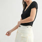 Organic Cotton Fit V-Neck Short Sleeve Shirt: WHITE