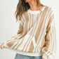 Drop Shoulder Striped Pattern Sweater: IVORY / NAVY