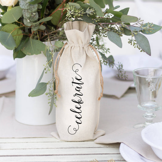 Celebrate Wine Bag: Natural Cotton/Linen