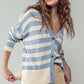 Cozy and Free Striped Cardigan: TAUPE/BLACK