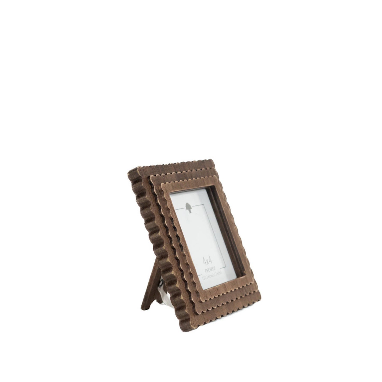 Devanie At Home - Wood scallop photo frame for 4x4 pic, espresso - 17020