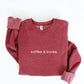 OAT COLLECTIVE - EMBROIDERED COFFEE AND BOOKS Sweatshirt Pullover Relaxed Fit: VINTAGE WHITE LONG SLEEVE / XL