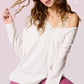 La Miel - JBS3122-V-neck Long Sleeve Lightweight Knit Top Christmas: Apple Green / L