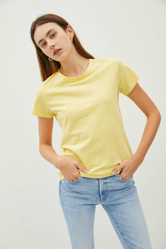 Garment Dyed Slub Tee: LEMON
