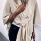 NINEXIS - CWOCAS0052_SOLID COLOR WOOL BALL CAPE KNITTED SHAWL: BLACK / (OS) 1