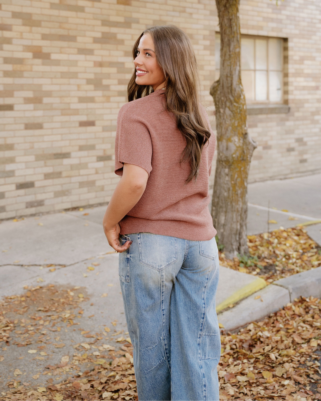 Indie & Co. | Women's Apparel - Maya Mock Neck Sweater-Brown | Batwing Sleeves | Casual Top: Coffee / 55%Acrylic+45%Cotton / XL