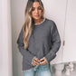 Lovesoft - Solid Color Versatile Split-end Pullover Sweater: Light khaki / 50%Viscose+25Nylon+25%Polyester / L