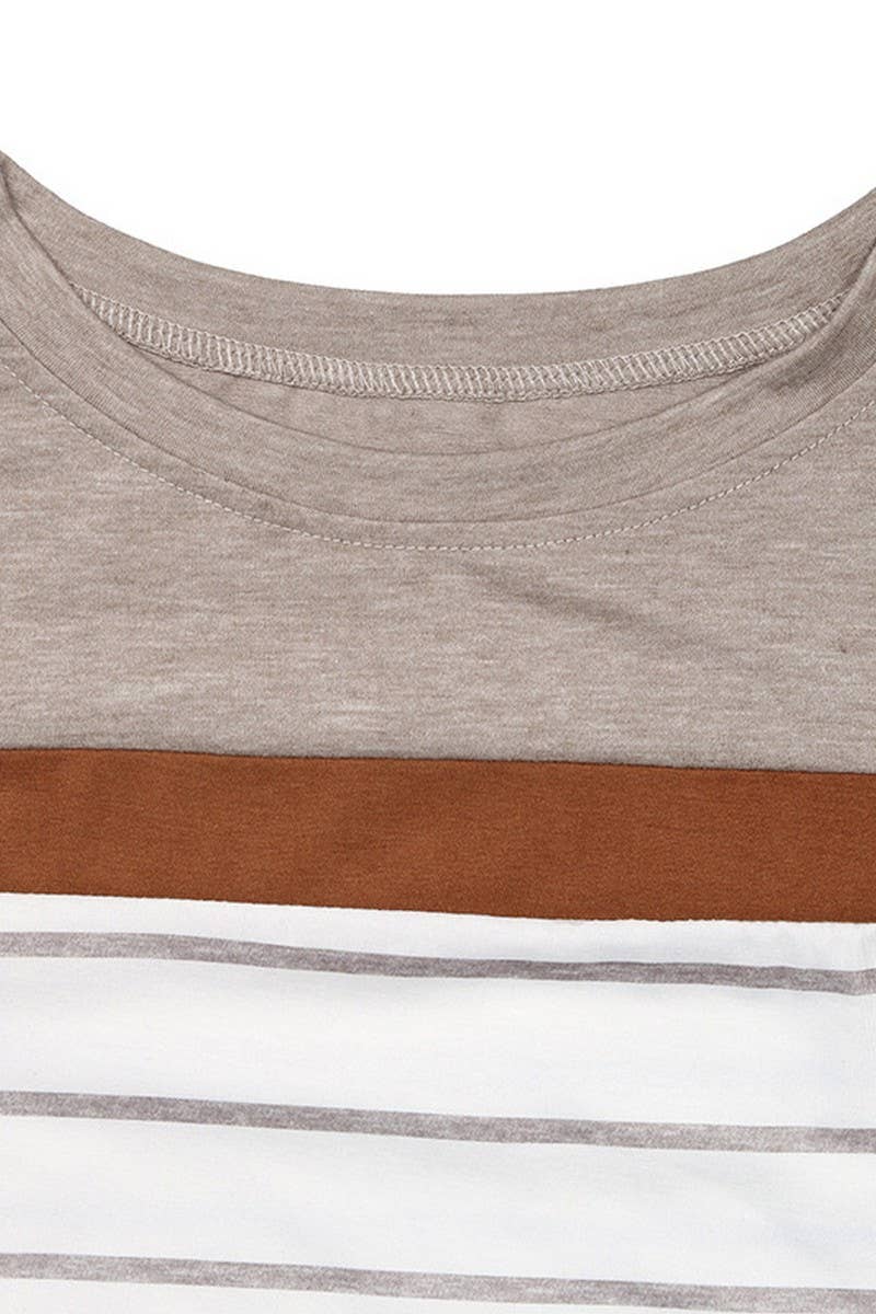 NINEXIS - CWTBLL4033_VINTAGE CASUAL STRIPED LONG SLEEVE TEE: KHAKI / (M) 1