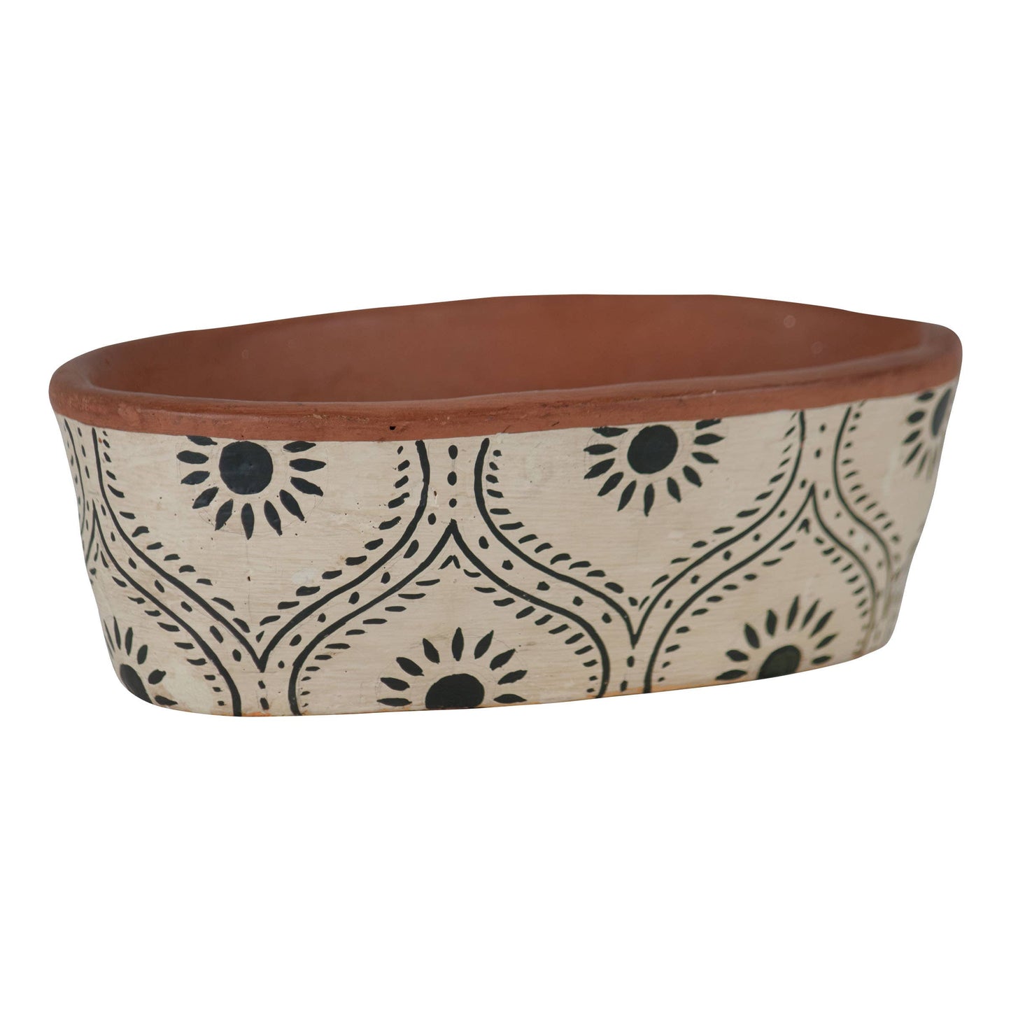 Jenica Oval Terracotta Planter Hand Painted Floral