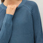 Crew Neck Pullover Sweater w Crochet Detailing: Teal Blue