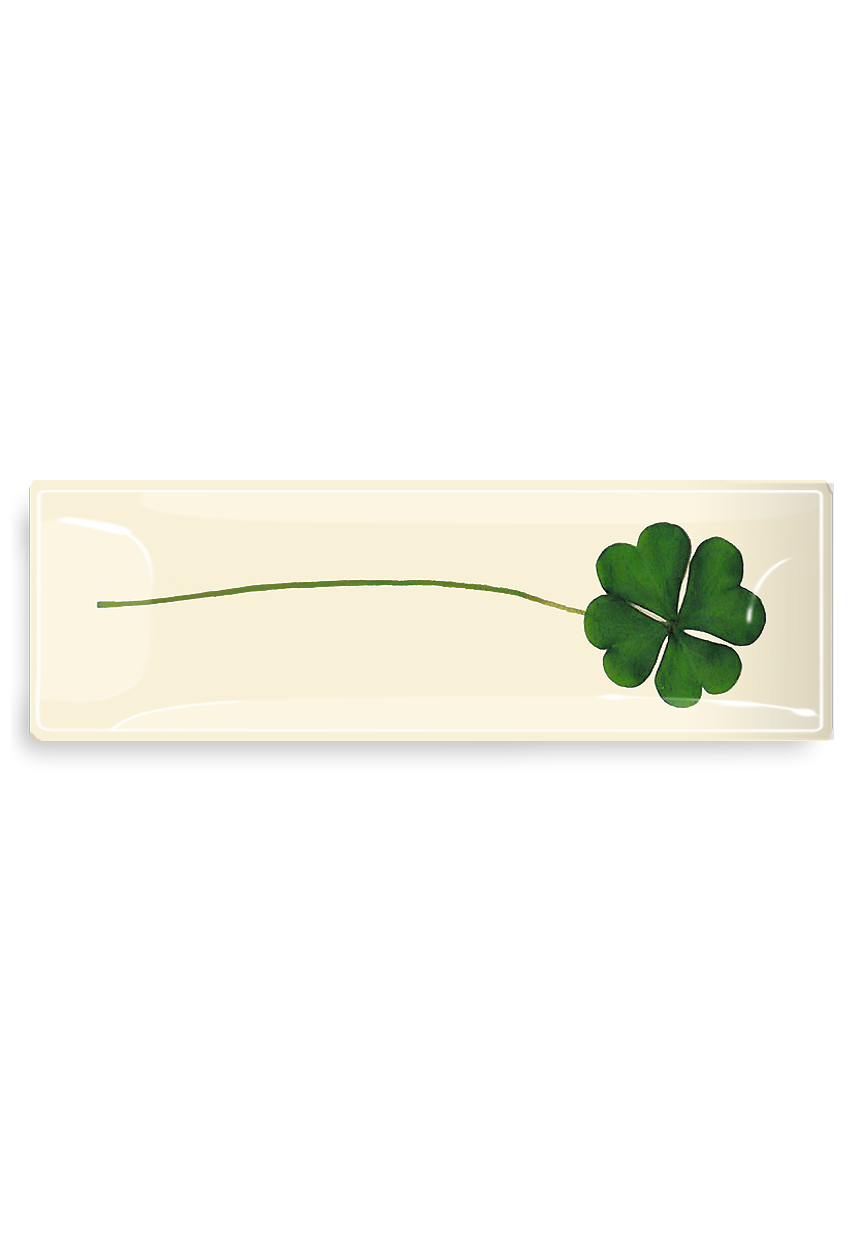 Ben's Garden - Lucky Pressed Clover Decoupage Glass Tray: 4"X 9"