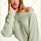 La Miel - JDS3608-Boat Neck Off Shoulder Dolman Sleeve Sweater Fall: Frosty Mint / M