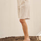 Linen Blend Belted Bermuda Shorts: WHITE