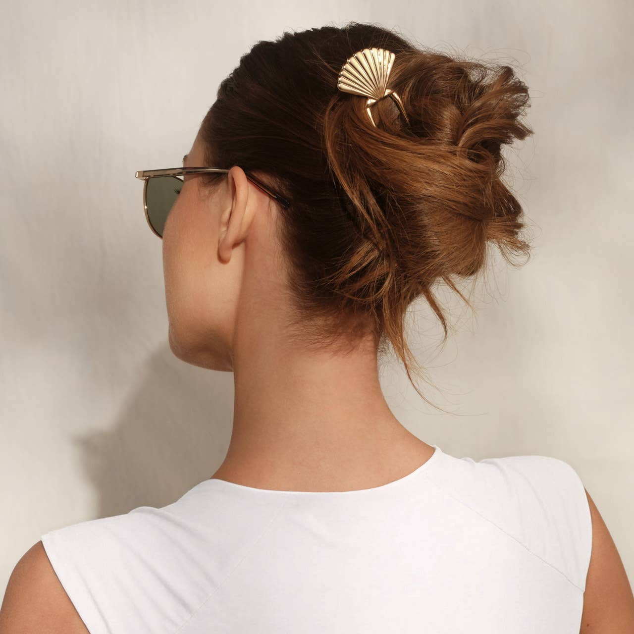 Metal Clam Shell French Hair Pin - Gold