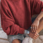 Lovesoft - Customized Drop Shoulder Crew Neck Pullover Sweatshirt: Orange / 75%Polyester+25%Cotton / S