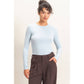 Crew Neck Long Sleeve Top: CHARCOAL