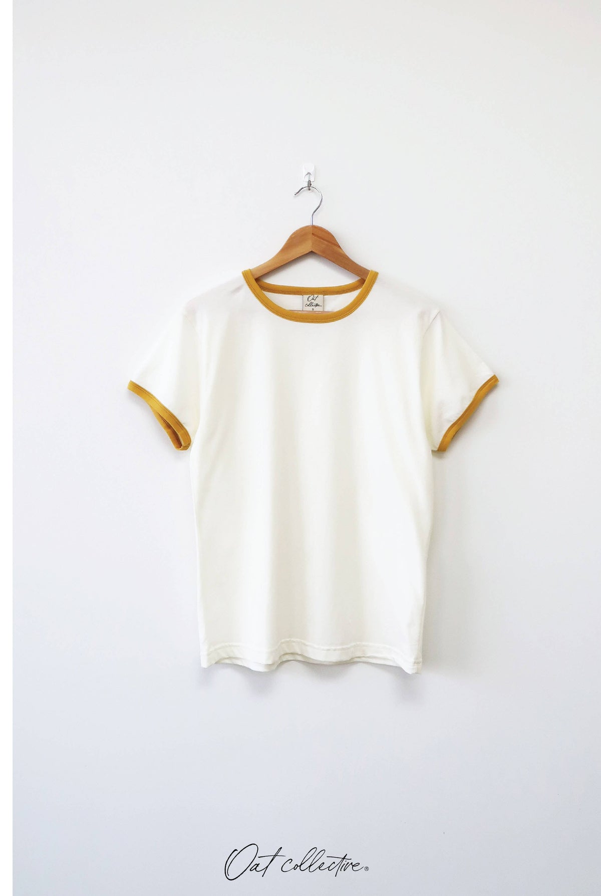 OAT COLLECTIVE - PREMIUM BASIC Ringer top: NATURAL/GREEN / M