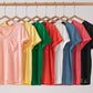 Urban Daizy - Rolled Sleeve V-Neck Pocket Tee: IVORY / S-2/M-2/L-2