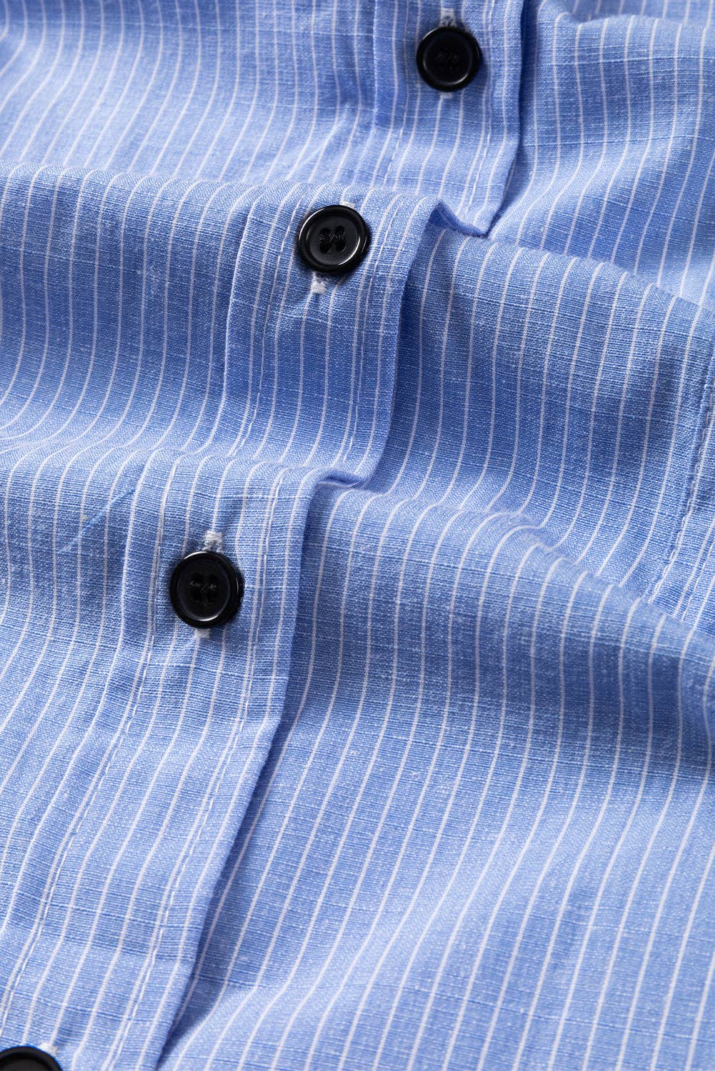 Lovesoft - Stripe Roll-tab Sleeve Pocketed Long Shirt: Black Stripe / 65%Polyester+35%Cotton / XL