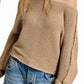 La Miel - JDS3608-Boat Neck Off Shoulder Dolman Sleeve Sweater Fall: Denim / M